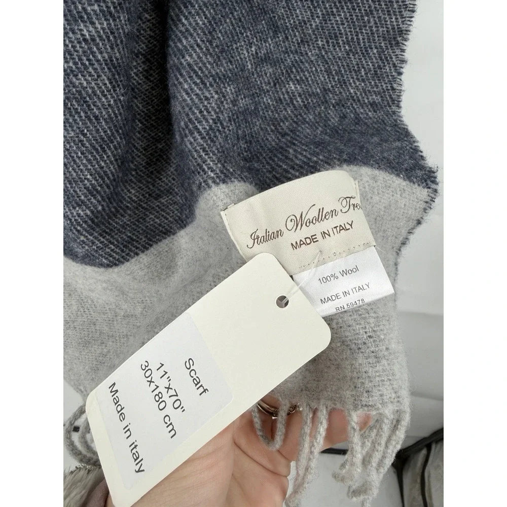NEW 100% Wool Italy Scarf 11X70